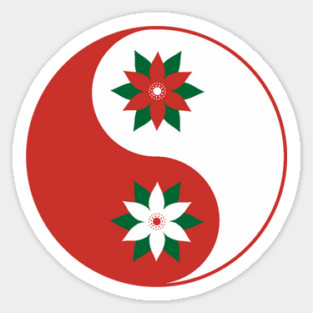 Christmas Poinsettia Yin Yang Sticker