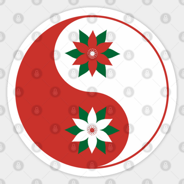 Christmas Poinsettia Yin Yang Sticker by HolidayBug