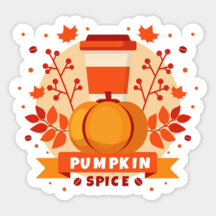National Pumpkin Spice Day, coffee, fall leaves Sticker