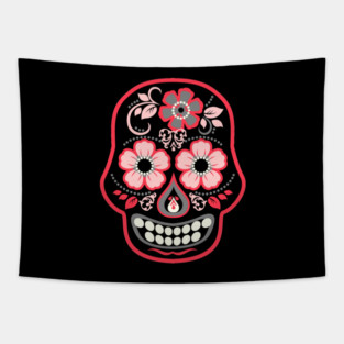 Day of the Dead Black Skull Tapestry