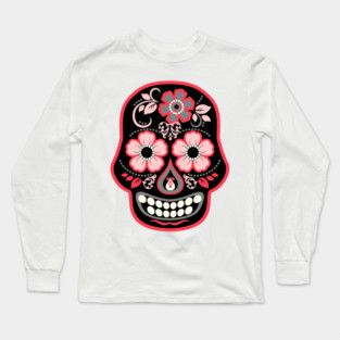 Day of the Dead Black Skull Long Sleeve T-Shirt