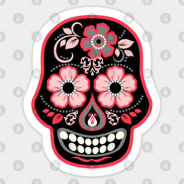 Day of the Dead Black Skull Sticker by HolidayBug