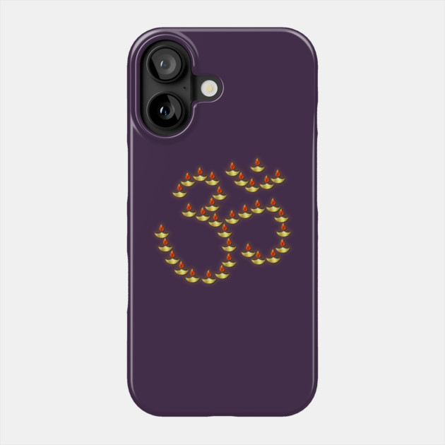 Diwali Gold Deepa in Om Symbol Bright Burgundy Phone Case by HolidayBug
