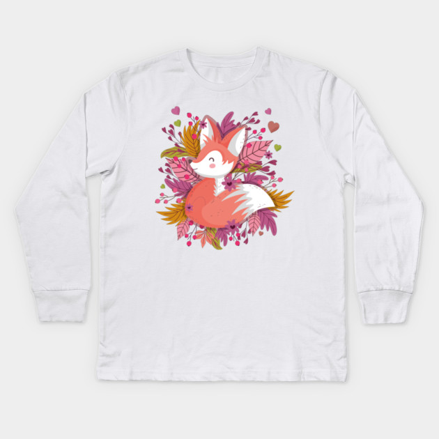 Autumn Fox & Berries Kids Long Sleeve T-Shirt by HolidayBug