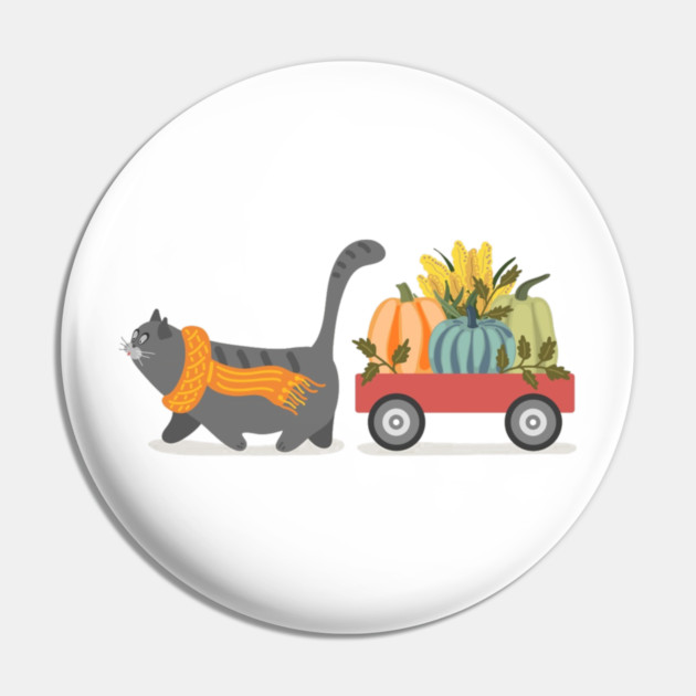 Autumn Cat & Pumpkins Pin by HolidayBug