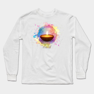Colorful Watercolor Diwali Deepa Long Sleeve T-Shirt