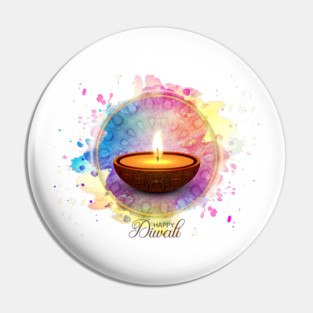 Colorful Watercolor Diwali Deepa Pin