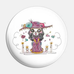 Watercolor La Catrina Pin