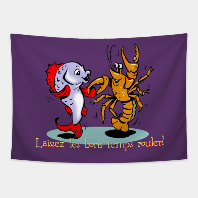 Laissez les bons temps rouler! Crawfish Mardi Gras Tapestry by HolidayBug