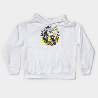 Horse Skull with Yellow Roses Dia de los Muertos Kids Hoodie