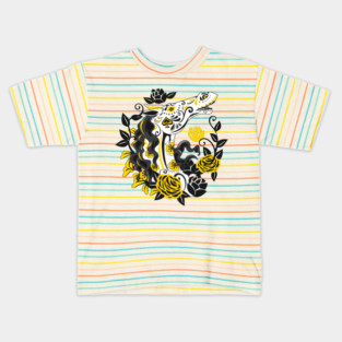 Horse Skull with Yellow Roses Dia de los Muertos Kids T-Shirt