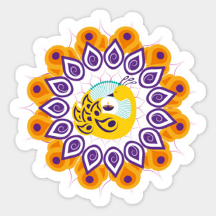 Diwali Peacock, Rangoli, Dipa Sticker