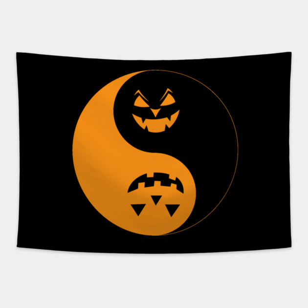 Halloween Jack o-lantern Yin Yang Tapestry by HolidayBug