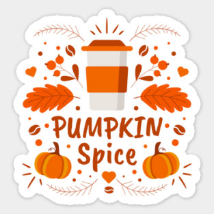 Pumpkin Spice coffee, fall leaves Sticker