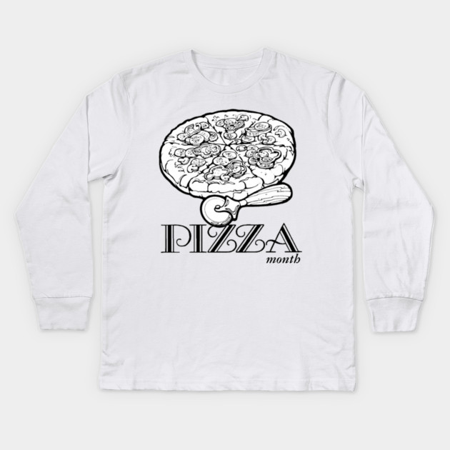 National Pizza Month Vintage Illustration Kids Long Sleeve T-Shirt by HolidayBug