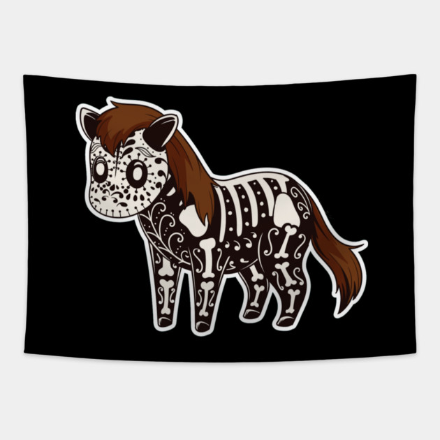 Day of the Dead Pony Skeleton Tapestry by HolidayBug