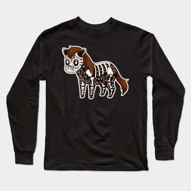 Day of the Dead Pony Skeleton Long Sleeve T-Shirt by HolidayBug
