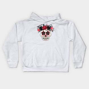 Day of the Dead White Skull Kids Hoodie