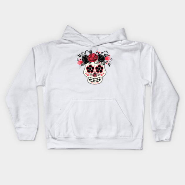 Day of the Dead White Skull Kids Hoodie by HolidayBug