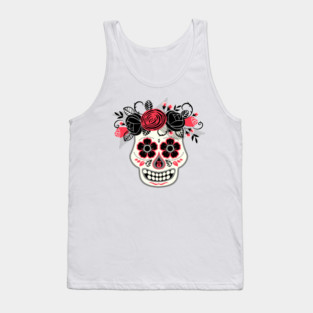 Day of the Dead White Skull Tank Top