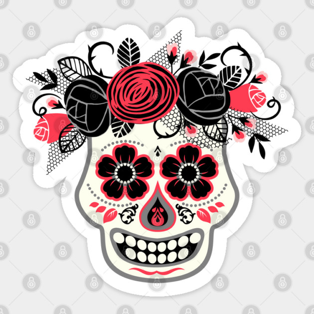 Day of the Dead White Skull Sticker by HolidayBug