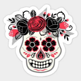 Day of the Dead White Skull Sticker