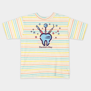 Dentist’s Day, tooth and dental tools Kids T-Shirt