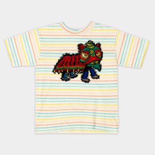 Illustrated Chinese Lion Dancer Kids T-Shirt