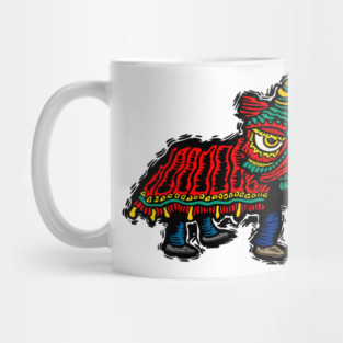 Illustrated Chinese Lion Dancer Mug