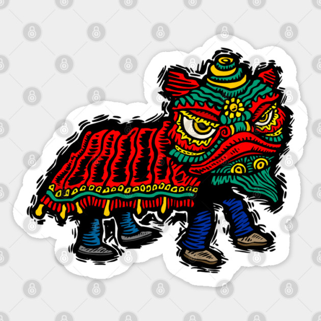 Illustrated Chinese Lion Dancer Sticker by HolidayBug