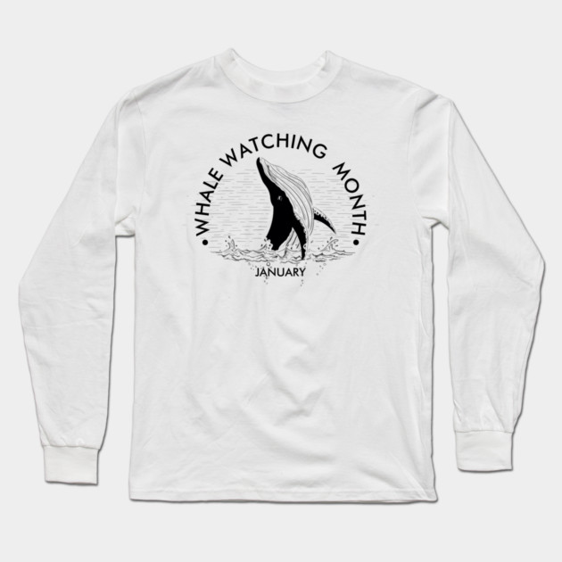 Whale Watching Month, humpback whale breaching Long Sleeve T-Shirt by HolidayBug
