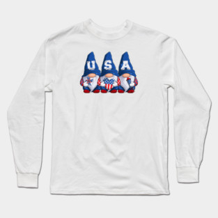 July 4th USA Gnomes Long Sleeve T-Shirt