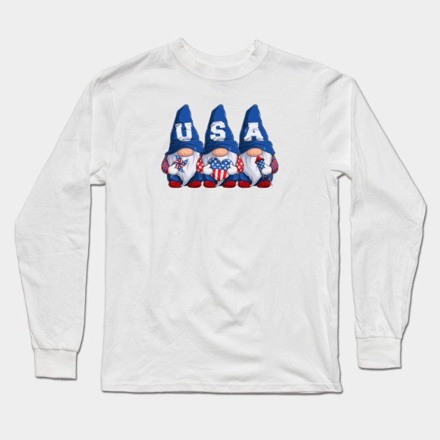 July 4th USA Gnomes Long Sleeve T-Shirt by HolidayBug