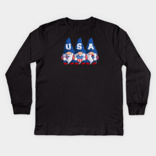 July 4th USA Gnomes Kids Long Sleeve T-Shirt
