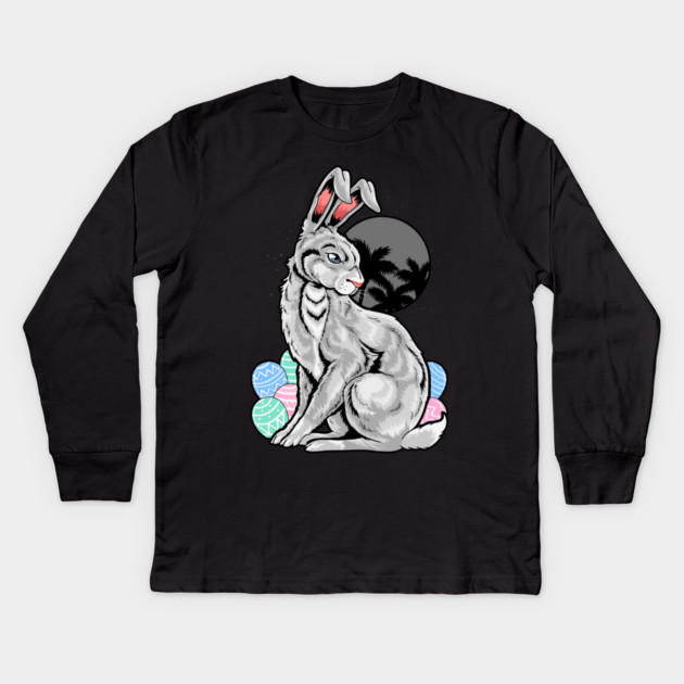 Edgy Easter Bunny Kids Long Sleeve T-Shirt by HolidayBug