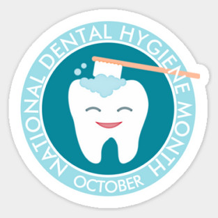 Molar Toothbrush National Dental Hygiene Month Sticker
