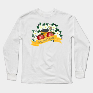 Shana Tova with Apples and Honey Long Sleeve T-Shirt