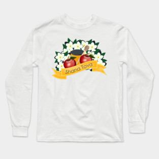 Shana Tova with Apples and Honey Long Sleeve T-Shirt