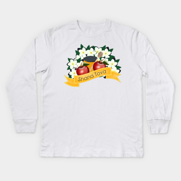 Shana Tova with Apples and Honey Kids Long Sleeve T-Shirt by HolidayBug