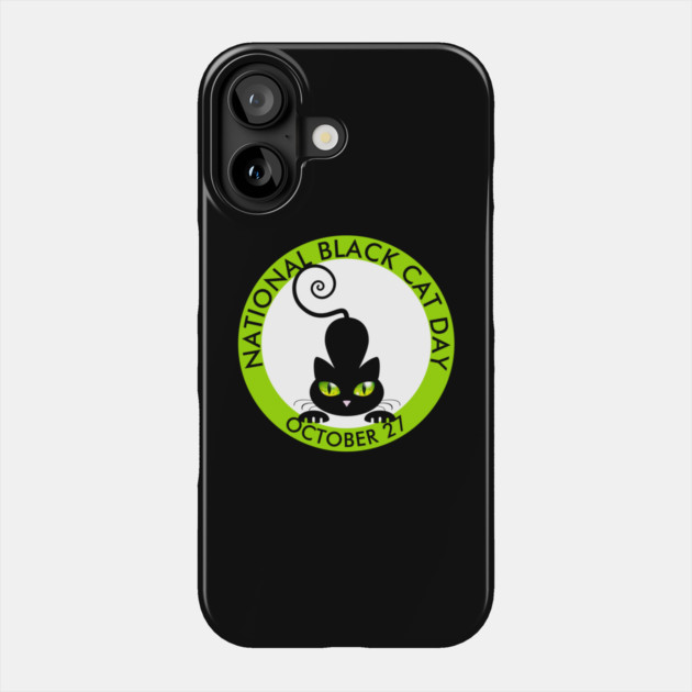 National Black Cat Day, green eyes cartoon Phone Case by HolidayBug