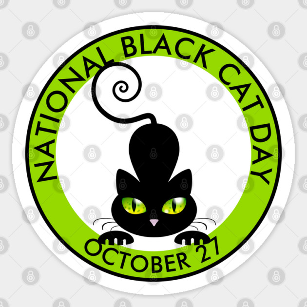 National Black Cat Day, green eyes cartoon Sticker by HolidayBug