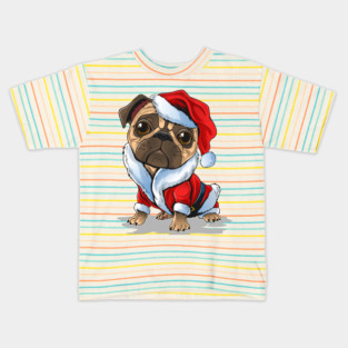 Cute Christmas Pug Santa Suit Kids T-Shirt
