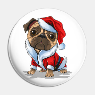 Cute Christmas Pug Santa Suit Pin