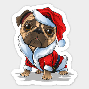 Cute Christmas Pug Santa Suit Sticker