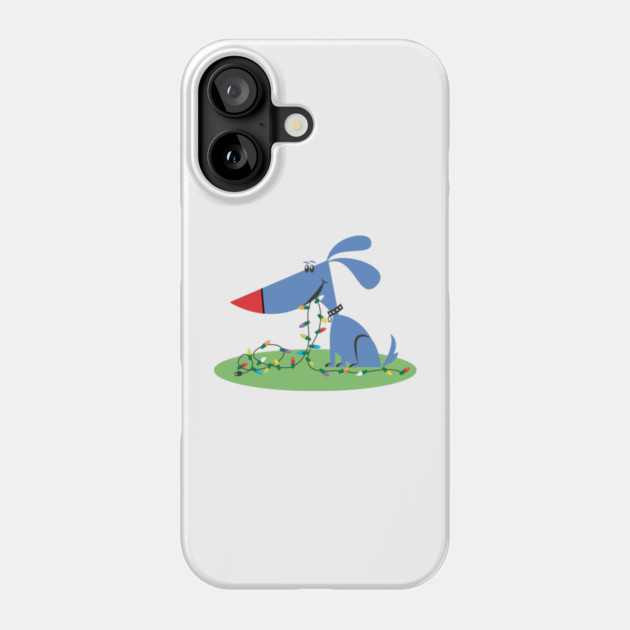Retro 1950s Blue Dog Christmas Lights Phone Case by HolidayBug