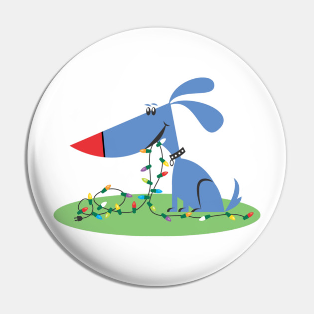 Retro 1950s Blue Dog Christmas Lights Pin by HolidayBug