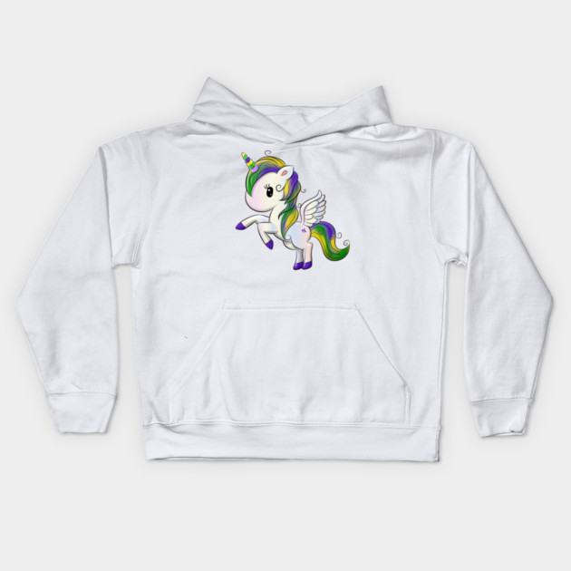 Mardi Gras Pegasus-Unicorn Kids Hoodie by HolidayBug