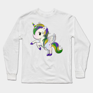 Mardi Gras Pegasus-Unicorn Long Sleeve T-Shirt