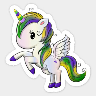Mardi Gras Pegasus-Unicorn Sticker