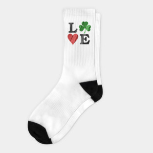 St. Patrick's Day LOVE with Heart and Shamrock Socks